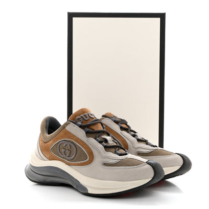 Gucci Technical Knit Fabric Suede Calfskin Mens Gucci Run Sneakers 37 Light Grey Brown 8 of 8