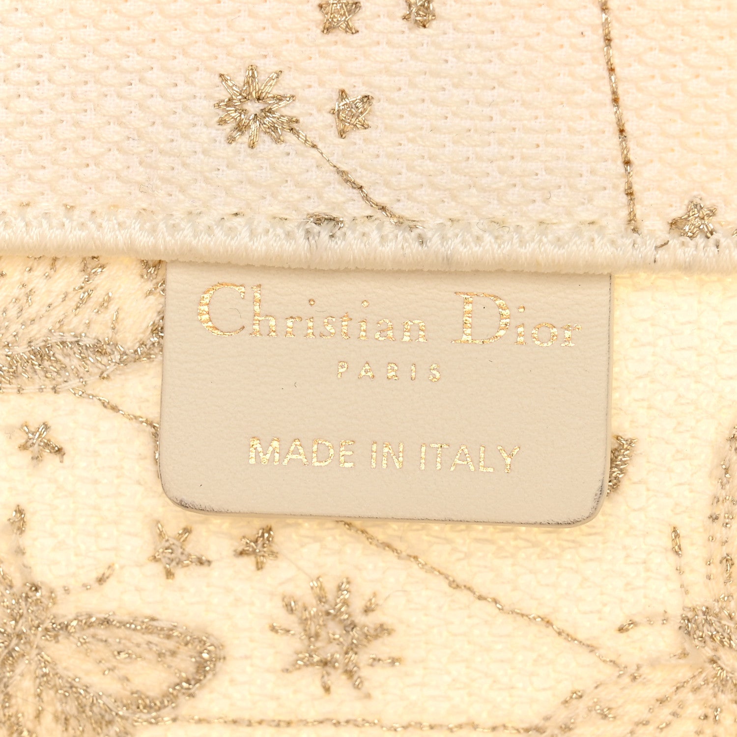 Christian Dior Canvas Embroidered Medium Butterfly Zodiac Book Tote Gold 6 of 13