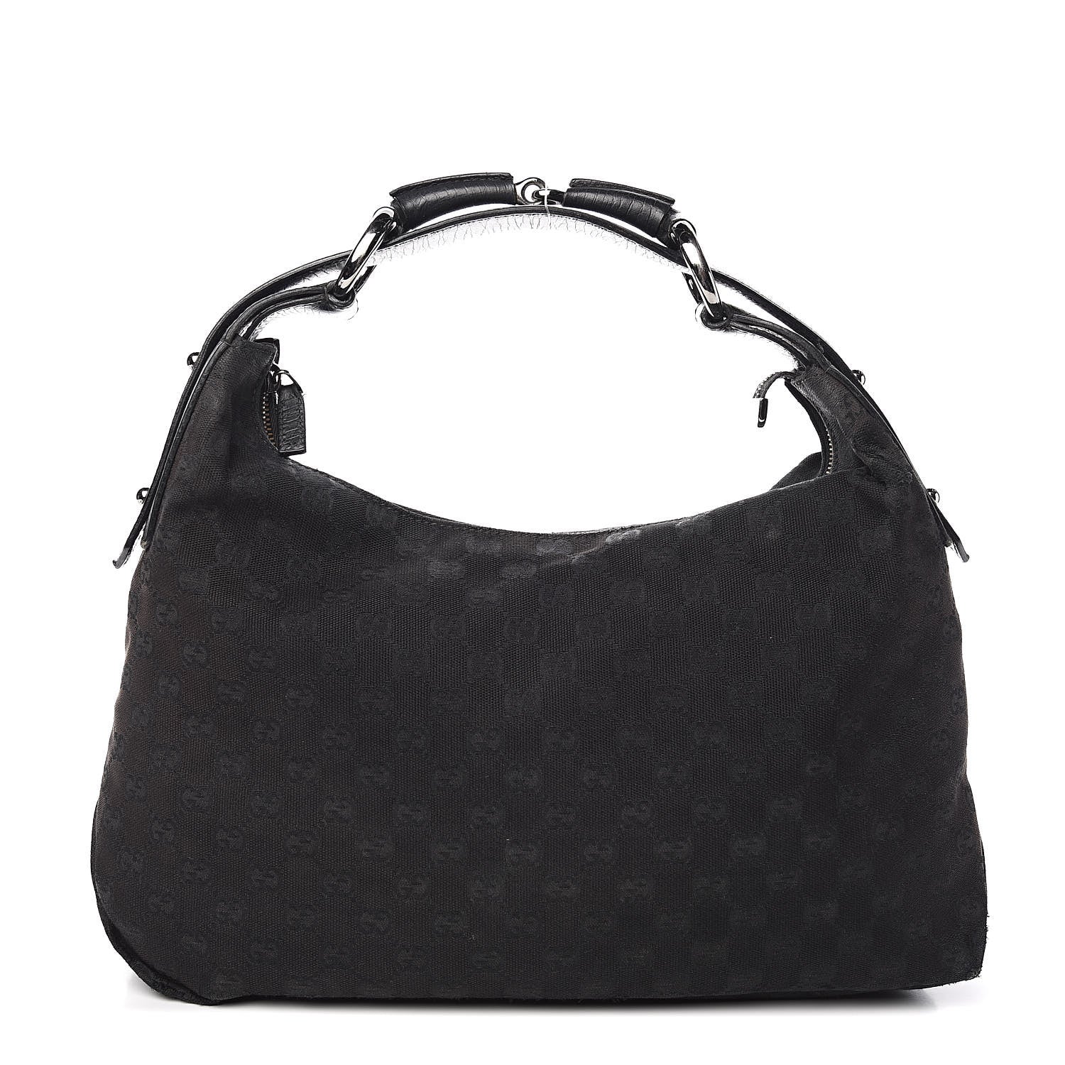 Gucci Monogram Medium Horsebit Chain Hobo Black 1 of 13