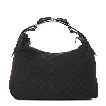 Gucci Monogram Medium Horsebit Chain Hobo Black 1 of 13