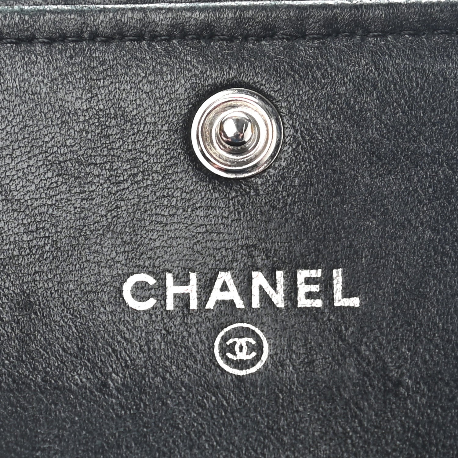 Chanel Lambskin Chevron Quilted Studded Flap Card Holder Black 6 of 12