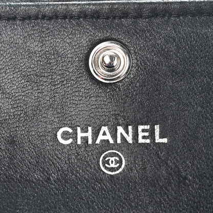 Chanel Lambskin Chevron Quilted Studded Flap Card Holder Black 6 of 12