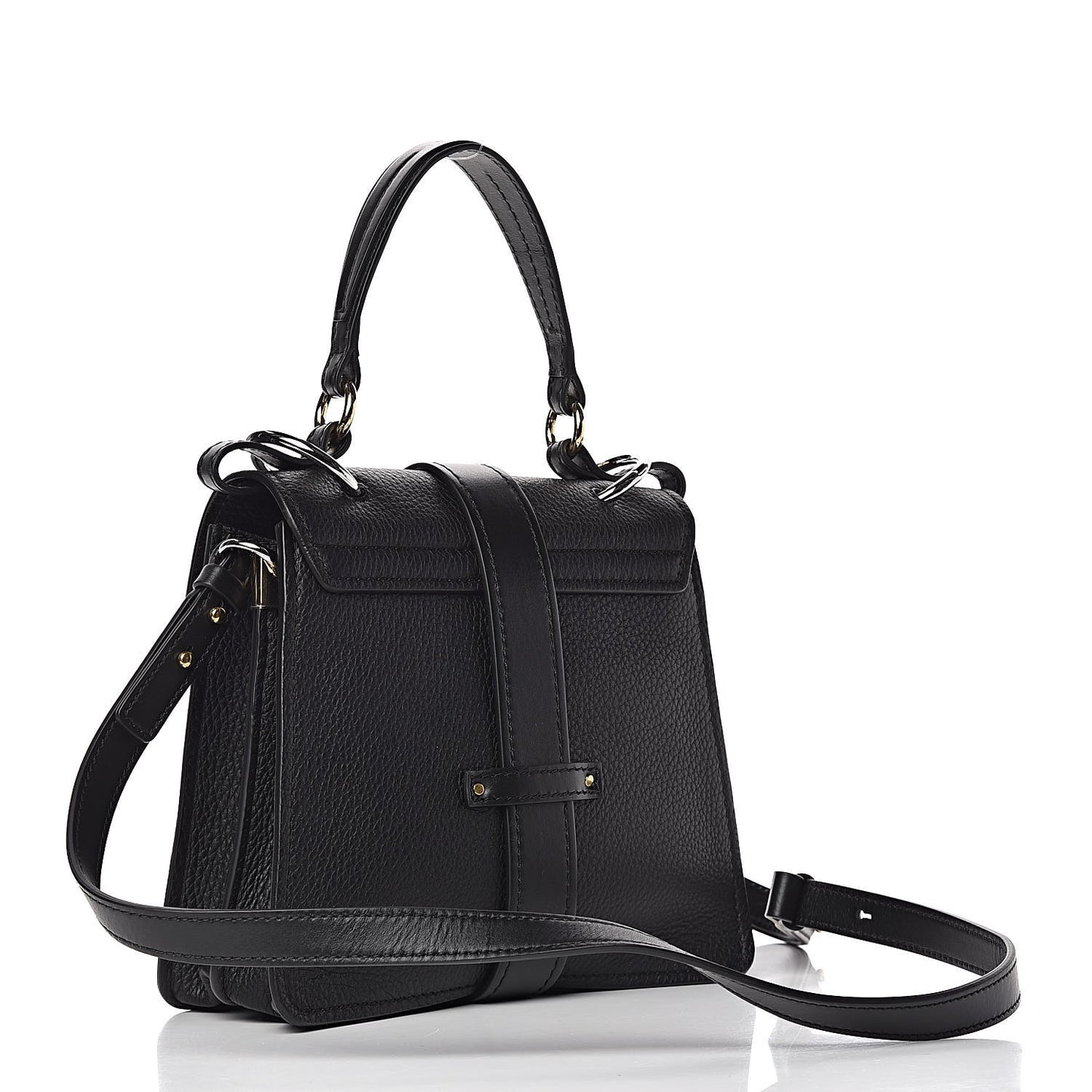 Shiny Grained Calfskin Small Aby Day Shoulder Bag Black
