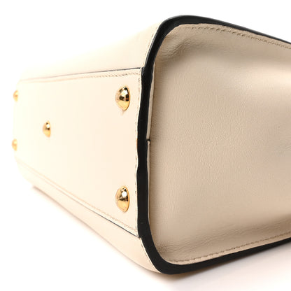 Fendi Vitello Seta Canvas FF Embroidered Medium Peekaboo Iconic Satchel White 10 of 10