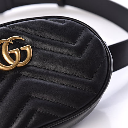 Gucci Calfskin Matelasse GG Marmont Belt Bag 95 38 Black 10 of 13