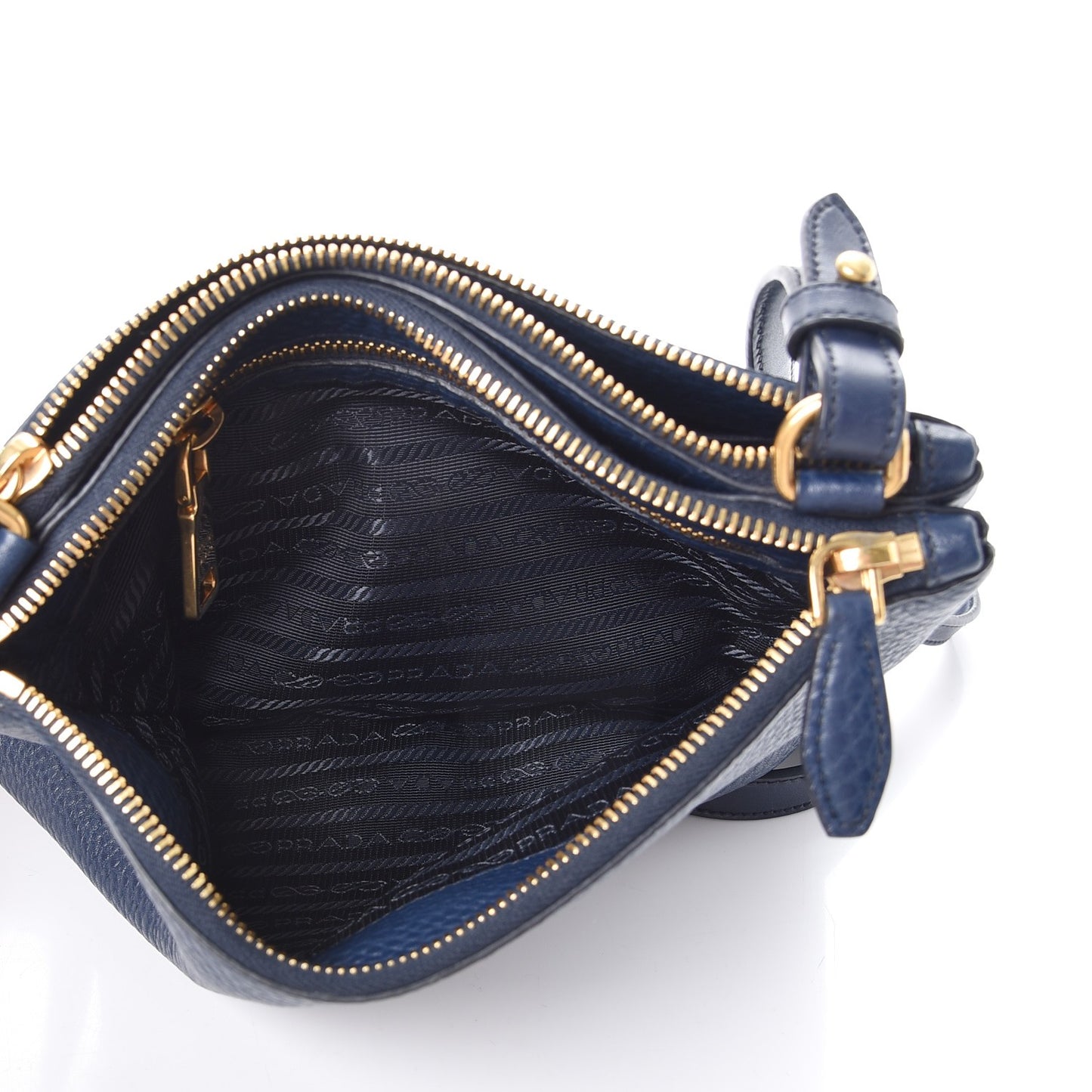 Vitello Daino Double Zip Crossbody Bag Baltico