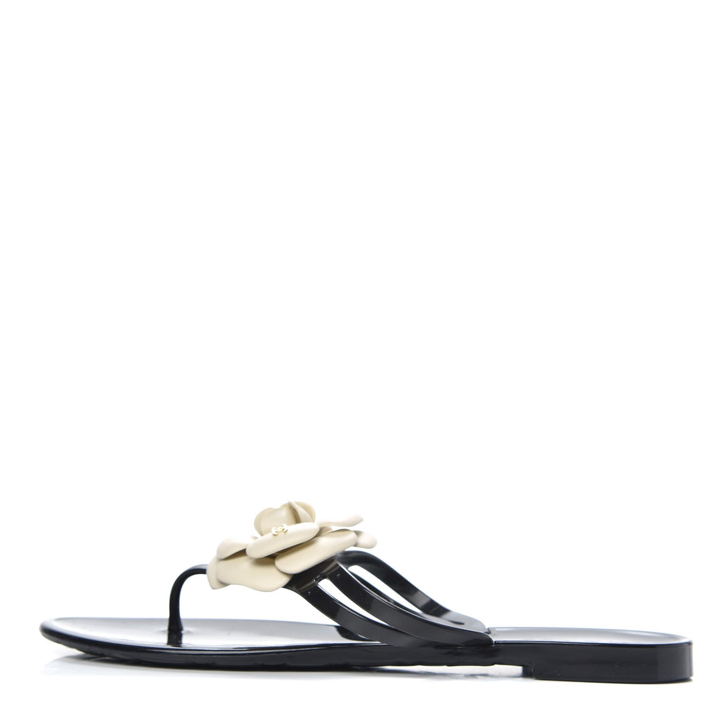 Jelly Camellia Thong Sandals 40 Black Ivory