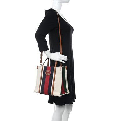 Gucci Canvas Calfskin Web Small Interlocking G Tote Bag Red Blue 2 of 10