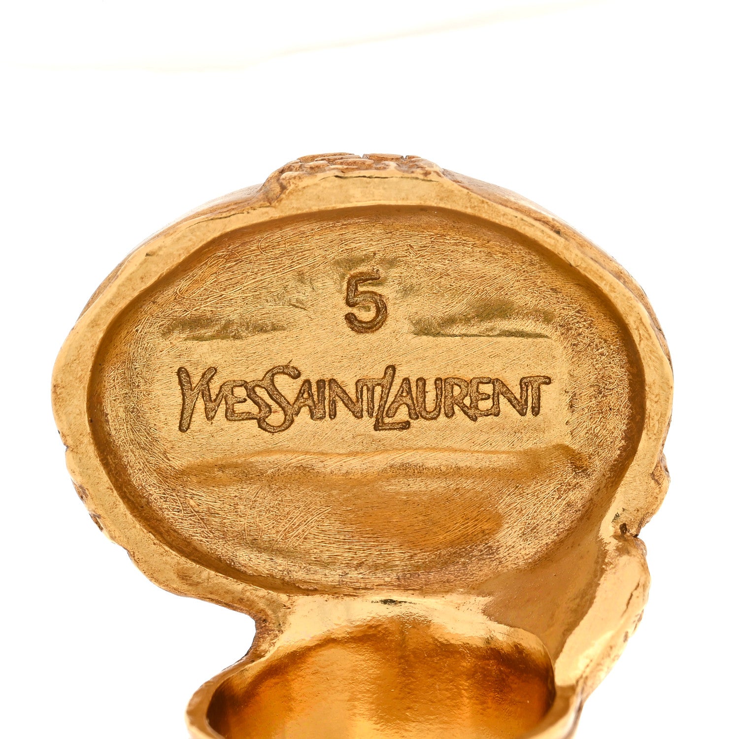 Saint Laurent Glass Cabochon Arty Ovale Ring 49 5 Gold Blue 4 of 4