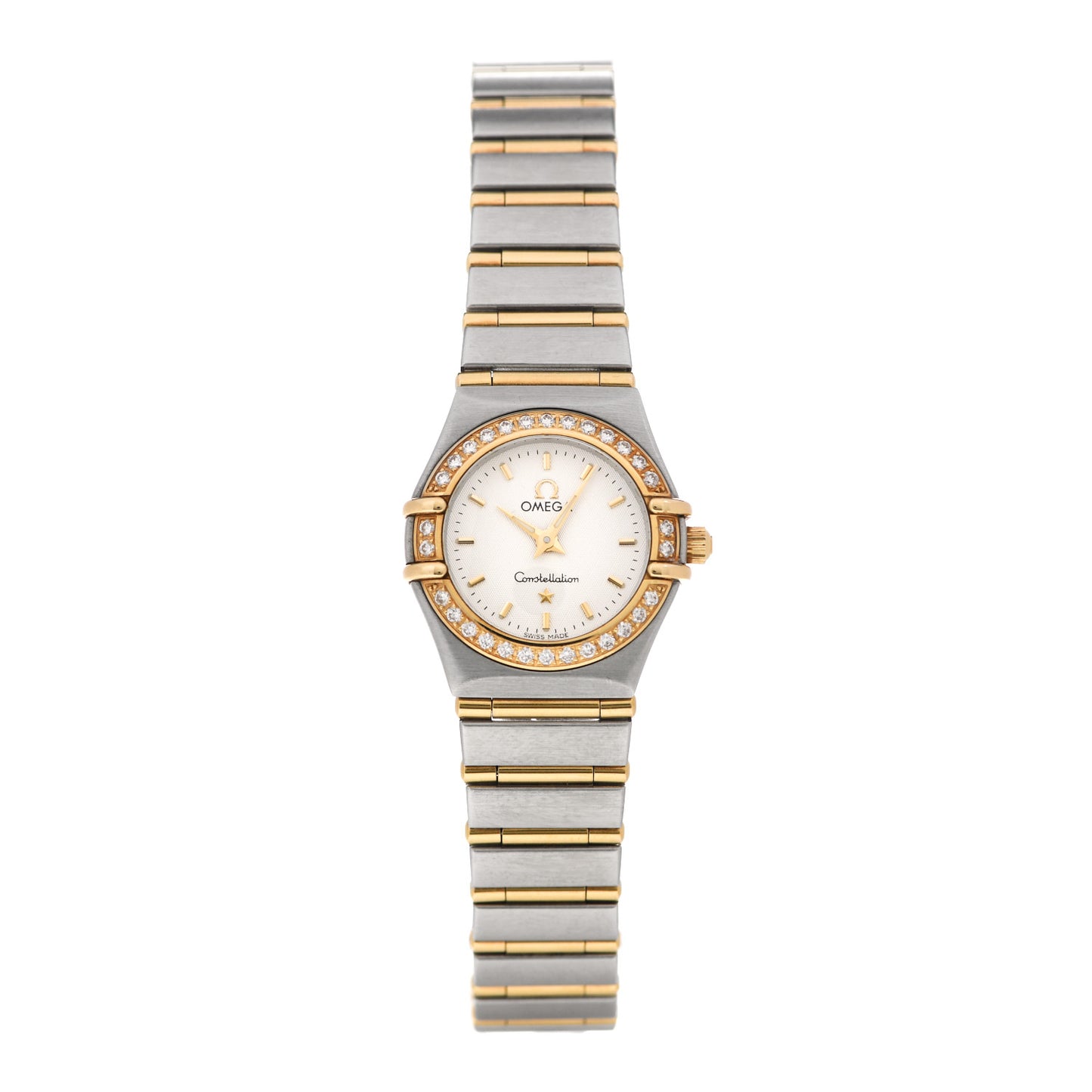 Stainless Steel 18K Yellow Gold Diamond Bezel 22mm Constellation Quartz Watch White 1267.30.00