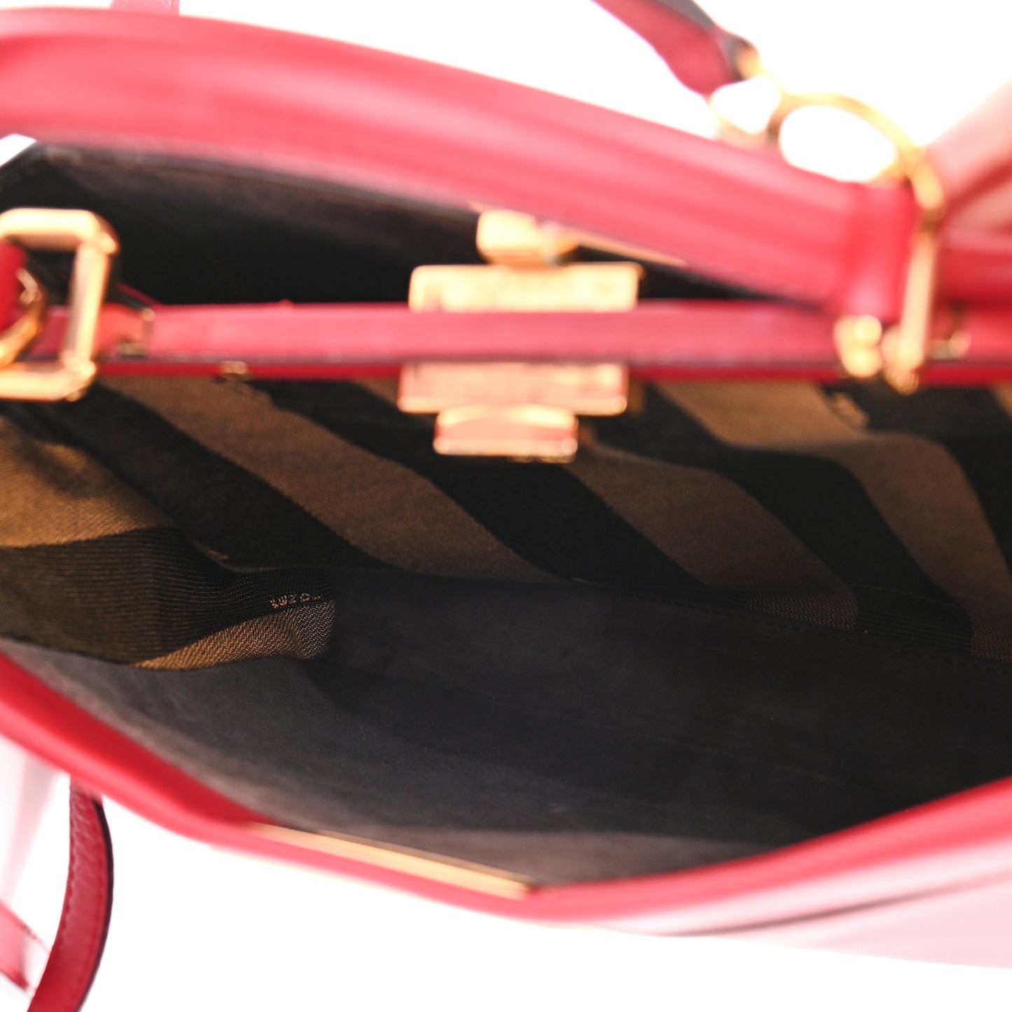 Vitello Morgan Fabric Jacquard Pequin Medium Peekaboo Iconic Satchel Mattone Tobacco Black