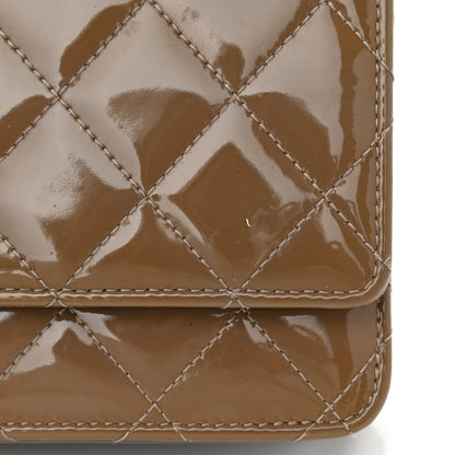 Chanel Patent Quilted Wallet On Chain WOC Brown 14 of 15