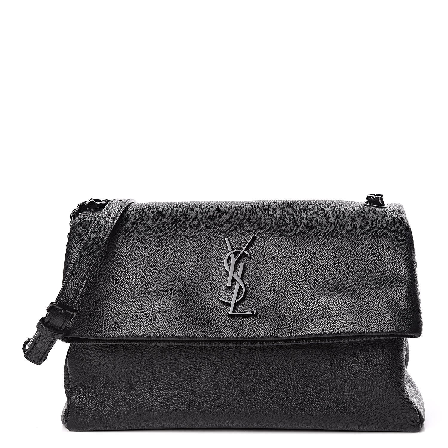 Saint Laurent Grain De Poudre Medium West Hollywood Monogram Fold-Over Black 1 of 10