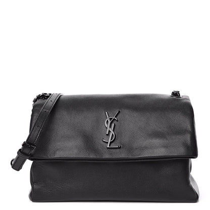 Saint Laurent Grain De Poudre Medium West Hollywood Monogram Fold-Over Black 1 of 10