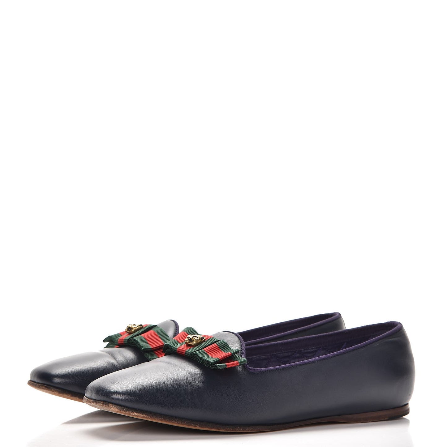 Calfskin Grosgrain Gallipolli Bow Loafers 38 Navy