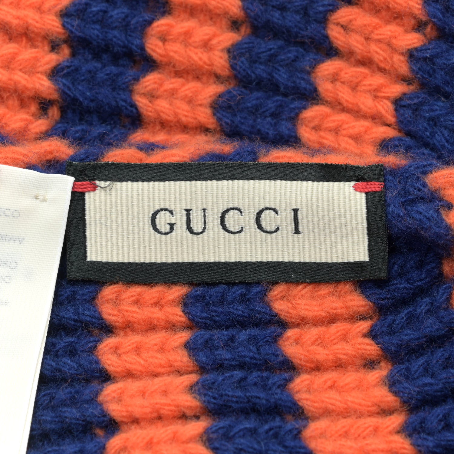 Gucci Wool Knit Bee Embroidered K2 Beanie Hat 58 Orange Blue 5 of 6