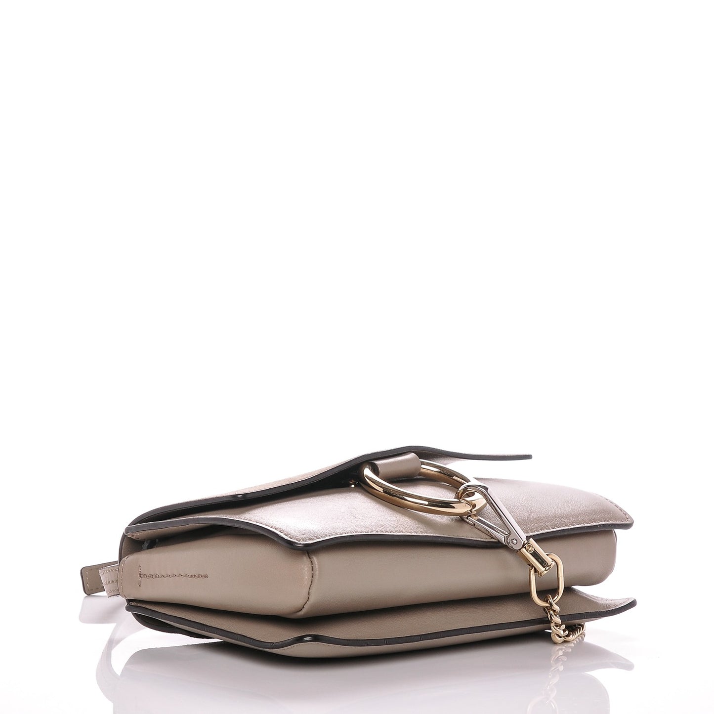 Suede Calfskin Small Faye Shoulder Bag Motty Grey