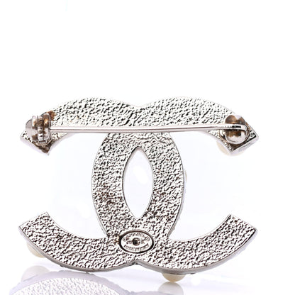 Chanel Pearl Crystal CC Mini Brooch Silver 2 of 3