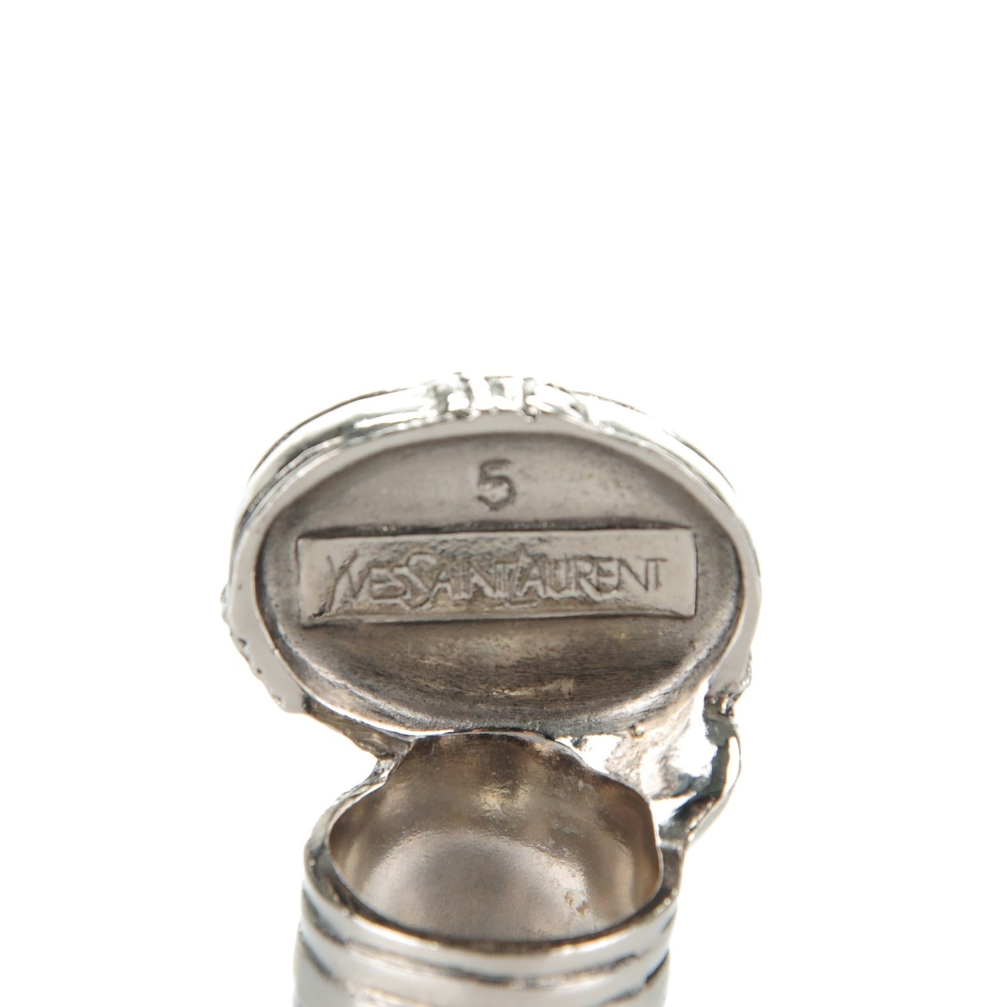 Glass Cabochon Arty Ovale Ring 5 Gunmetal Cream