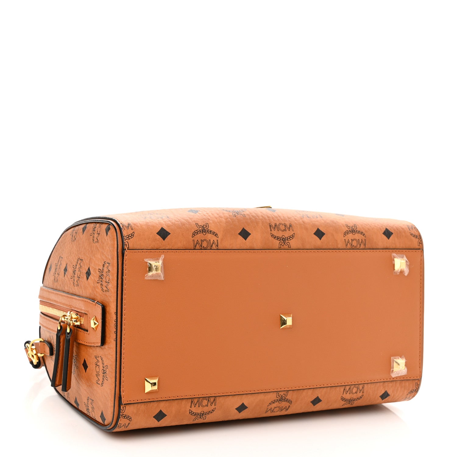 MCM Visetos Medium Boston Bag Cognac 4 of 11