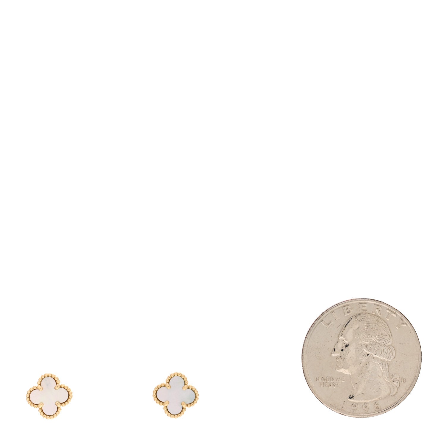 Van Cleef & Arpels 18K Yellow Gold Mother of Pearl Sweet Alhambra Earrings 2 of 5