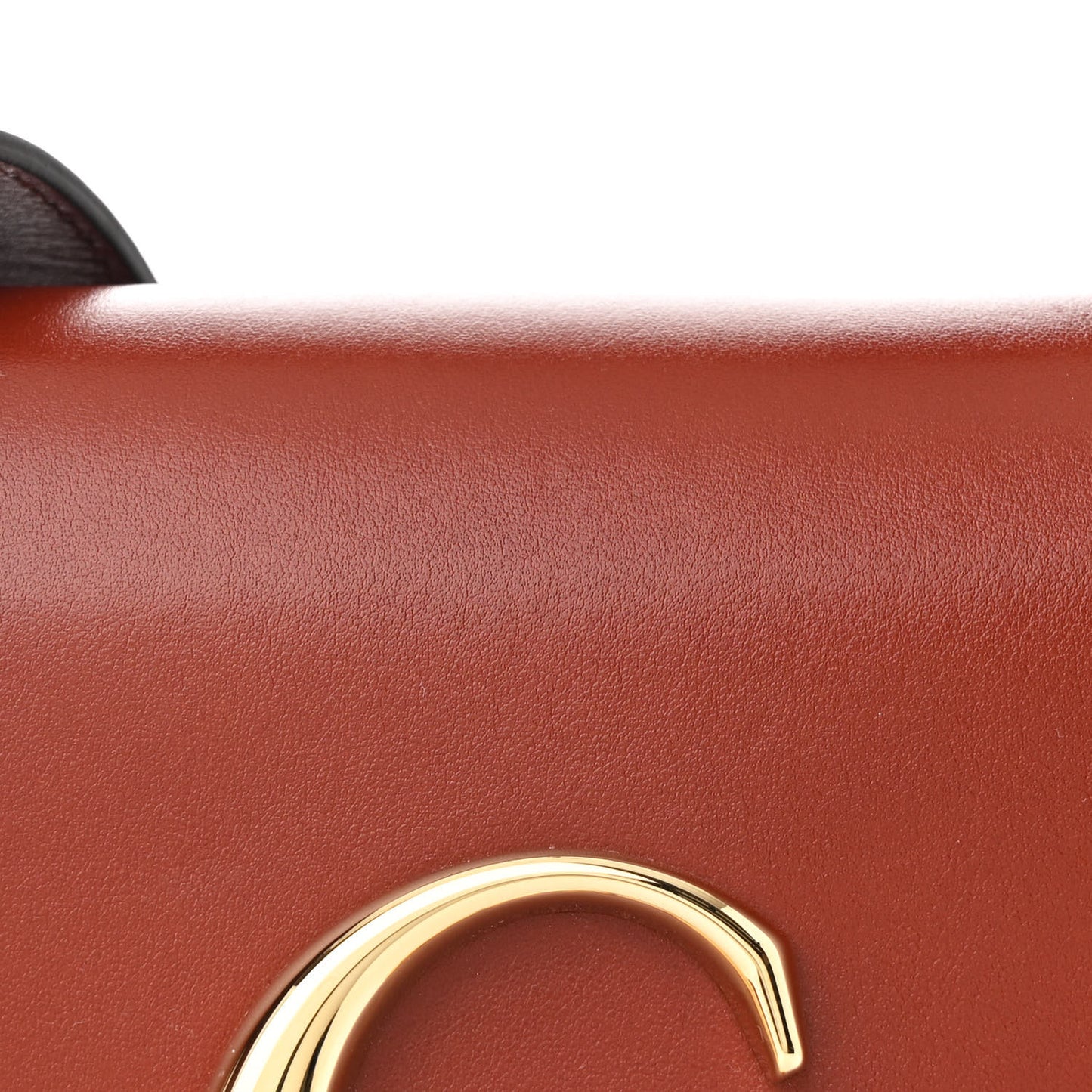 Shiny Calfskin Suede Mini C Double Carry Sepia Brown