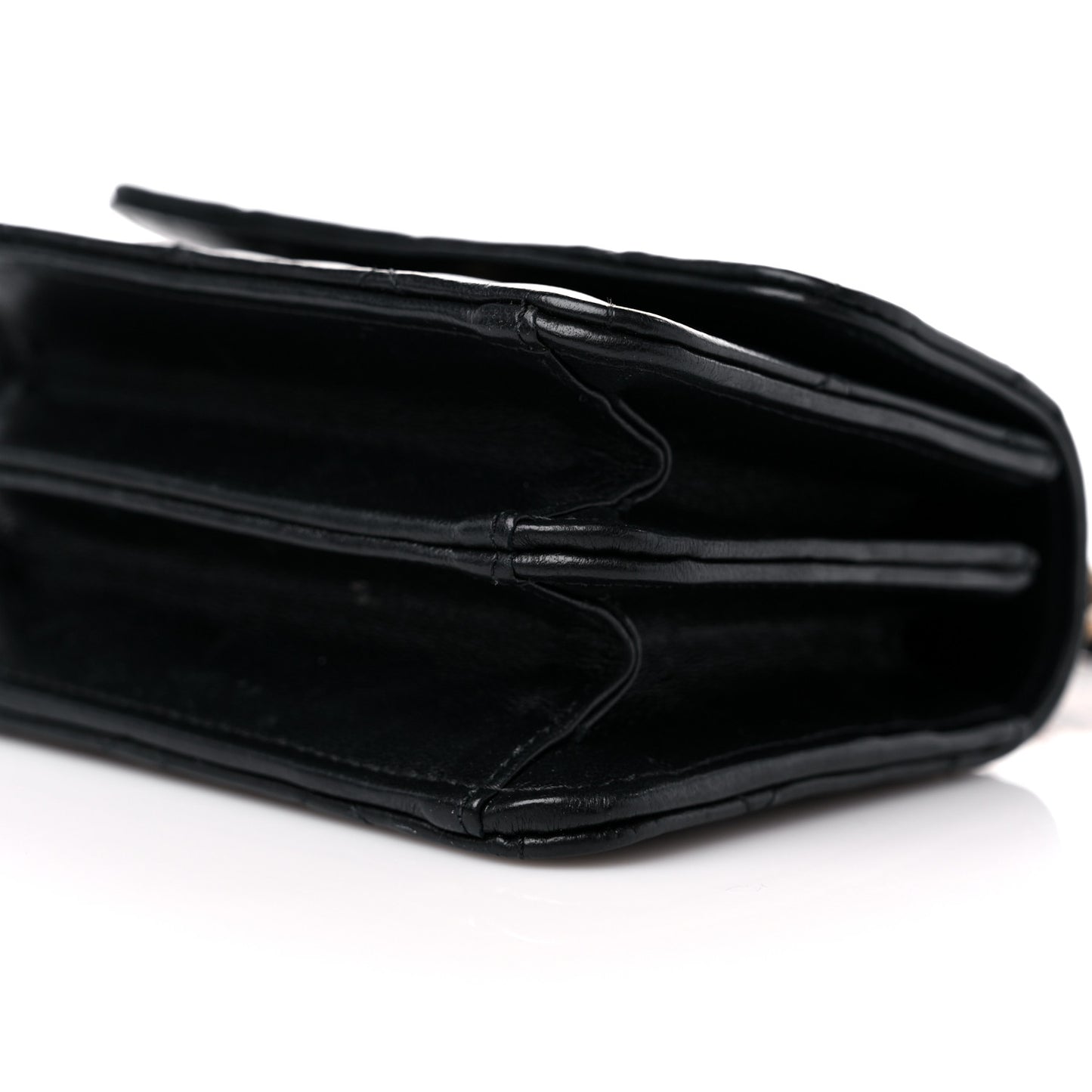 Lambskin Quilted Chain Top Handle Clutch With Chain Black