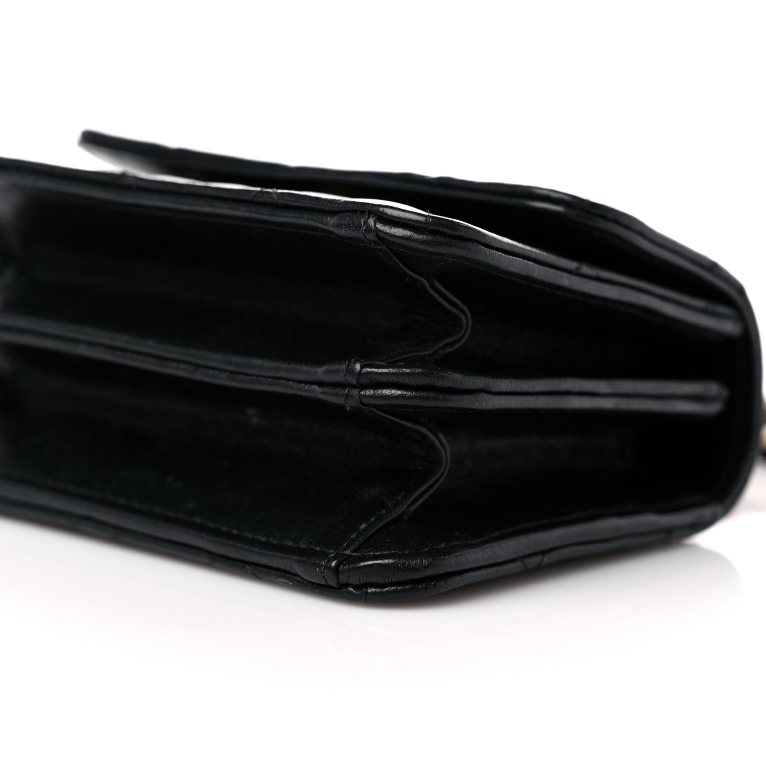 Chanel Lambskin Quilted Chain Top Handle Clutch With Chain Black 10 of 12