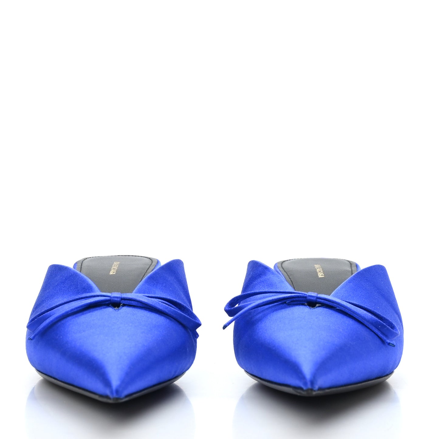 Satin Pointed Toe Knife 40mm Mules 40 Blue