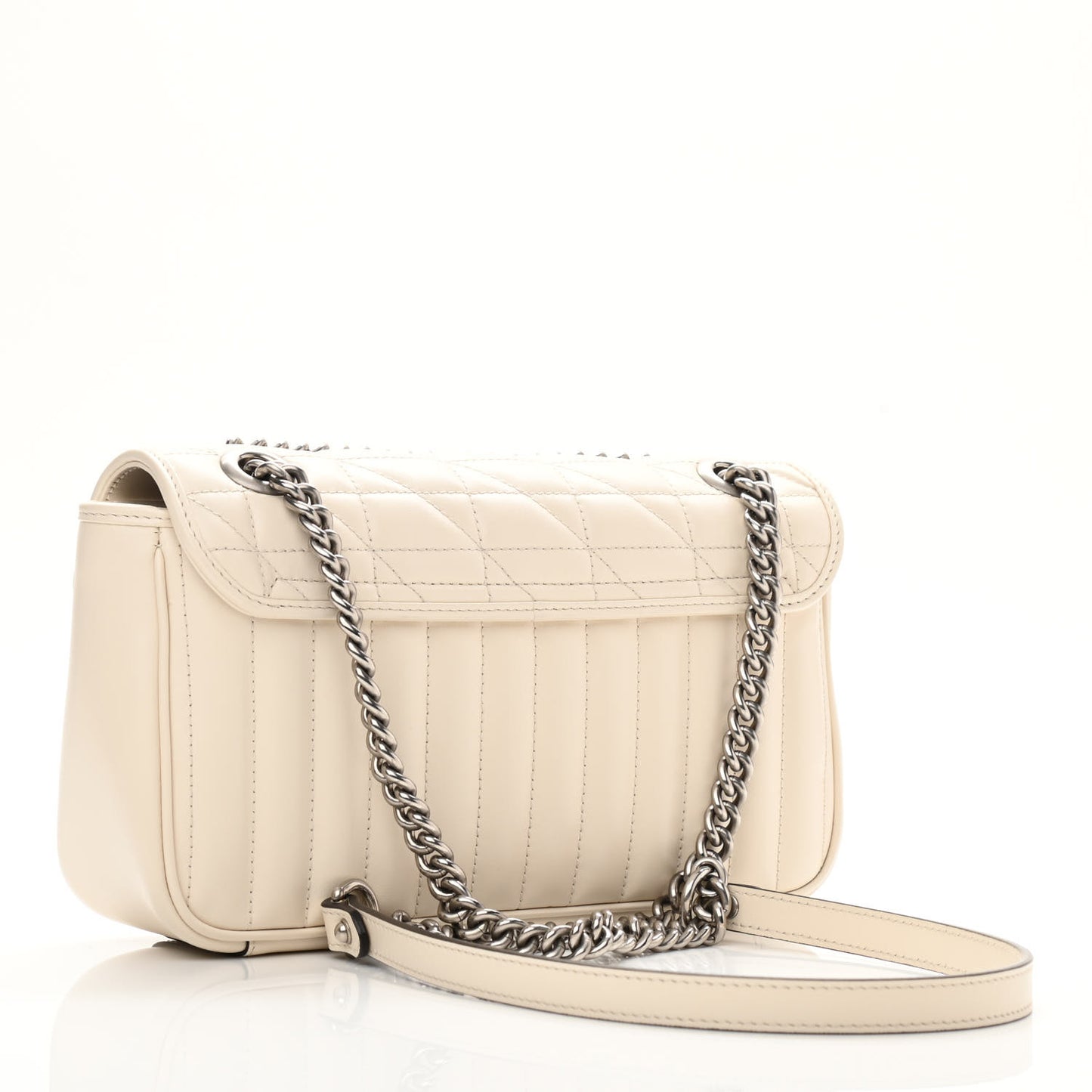 Calfskin Matelasse Aria Small GG Marmont Shoulder Bag Mystic White
