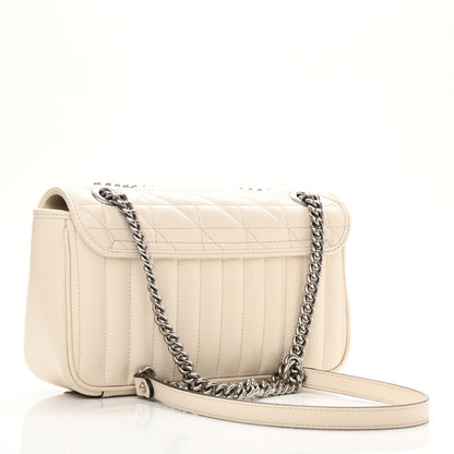 Gucci Calfskin Matelasse Aria Small GG Marmont Shoulder Bag Mystic White 3 of 10