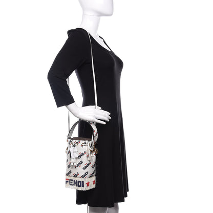 Fendi X FILA Calfskin F is Fendi Mania Fringe Mini Mon Tresor Bucket Bag White 2 of 12