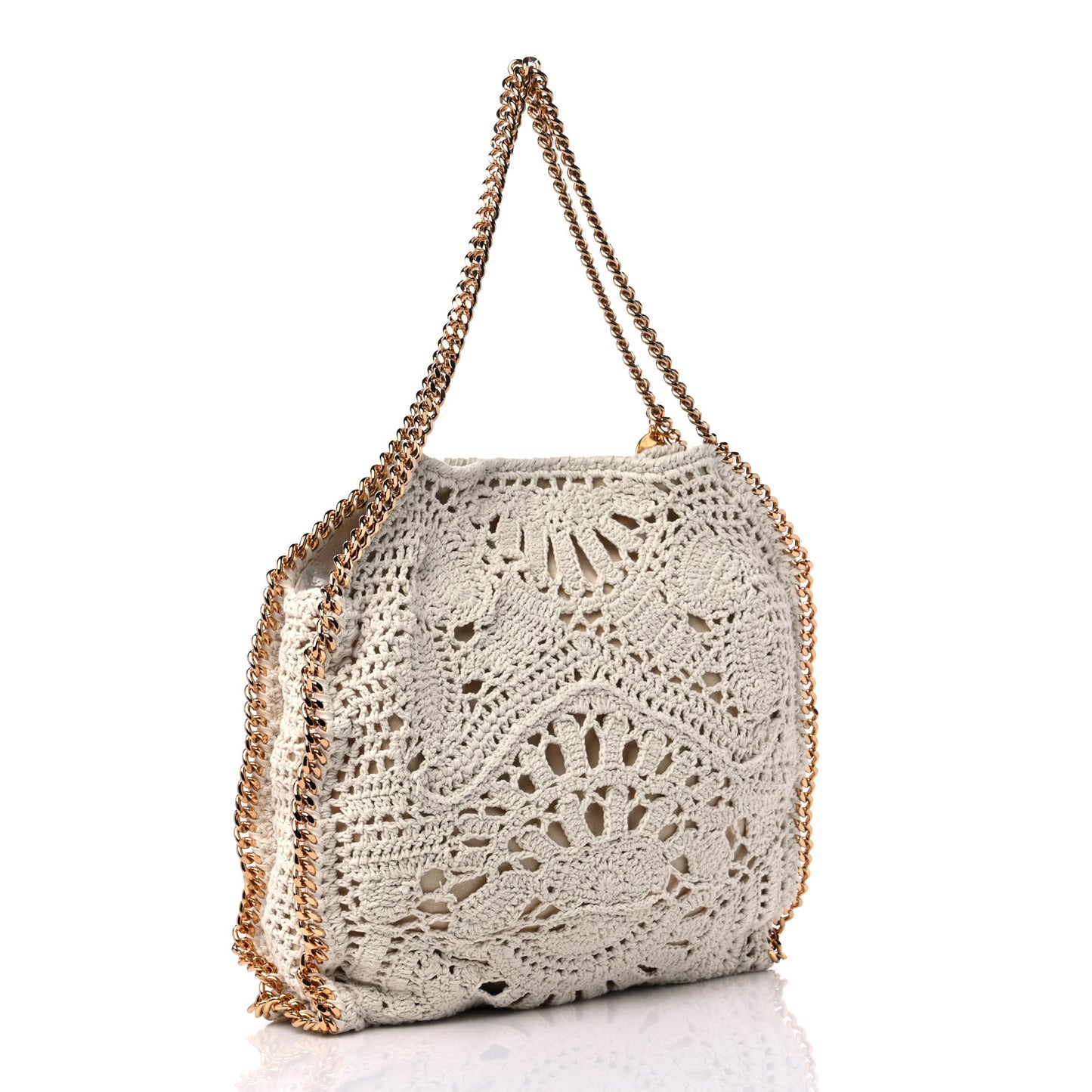 Cotton Crochet Falabella Ajouree Tote Bag White