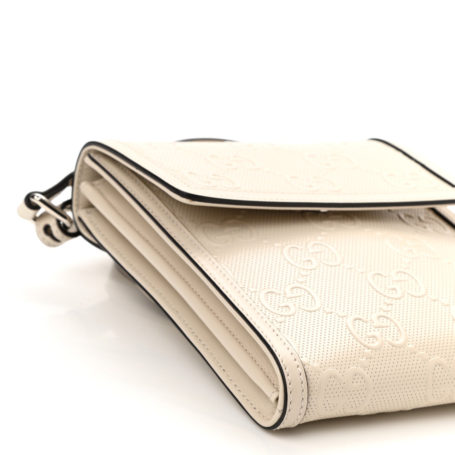 Gucci Calfskin GG Tennis Embossed Messenger Bag Mystic White 9 of 11