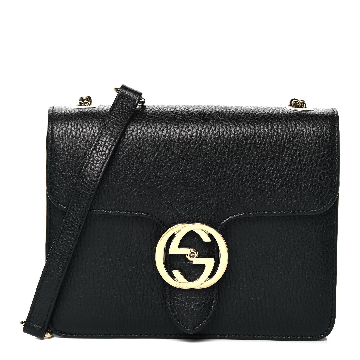 Gucci Dollar Calfskin Small Interlocking G Shoulder Bag Black 1 of 9