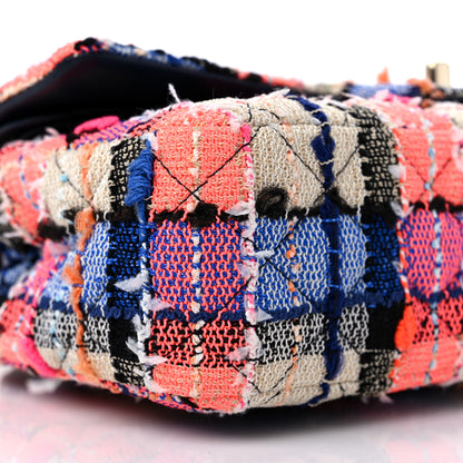 Chanel Tweed Quilted Medium Double Flap Blue Orange Yellow 8 of 9