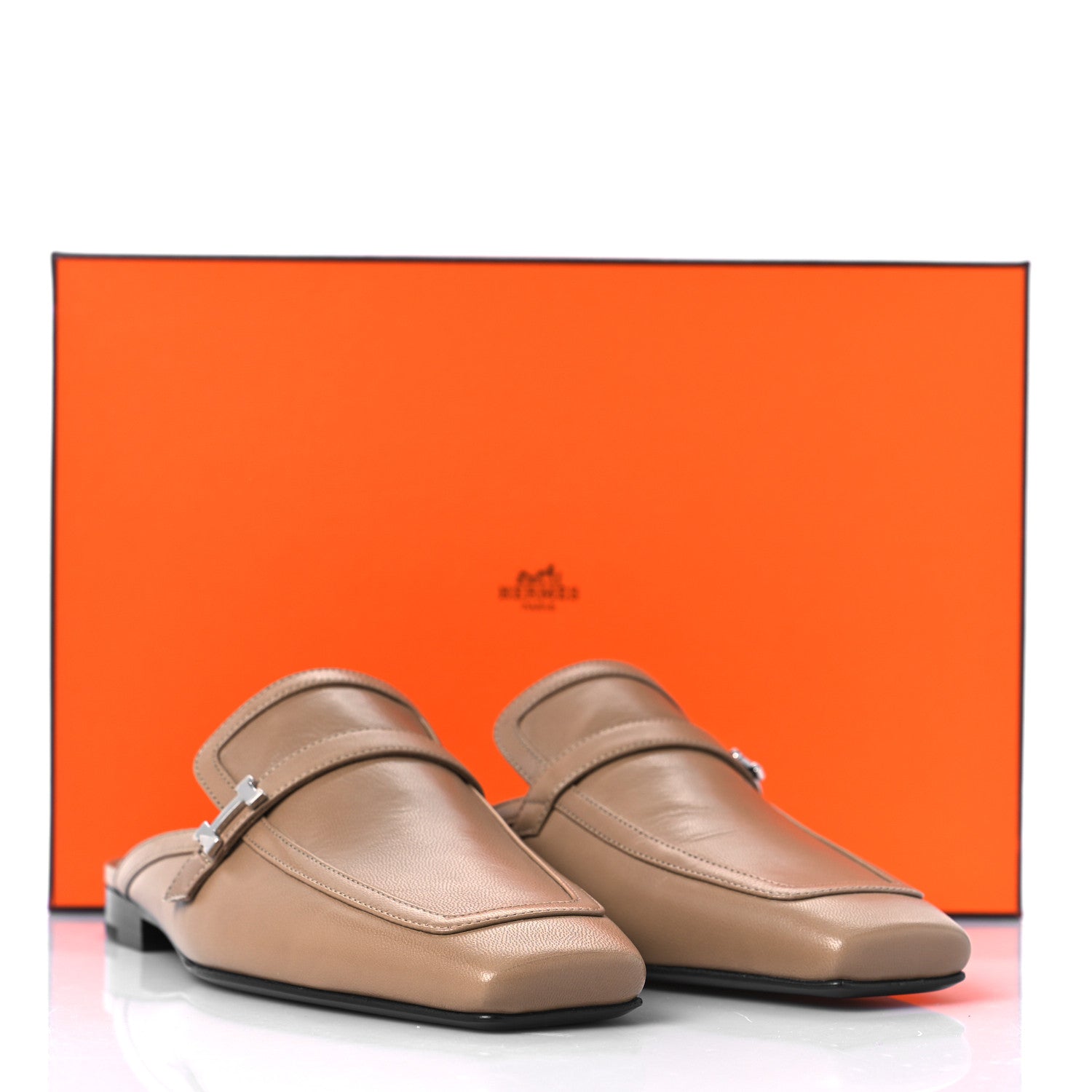 Hermes Goatskin Groupie Mules 37 Beige Argile 9 of 9