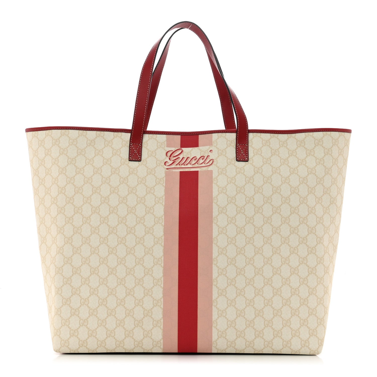 Gucci GG Plus Monogram Web Stripe Large Joy Tote Red 1 of 10