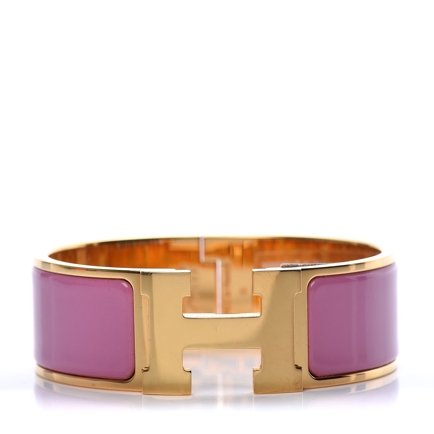 Hermes Enamel Wide Clic Clac H Bracelet PM Rose Flamingo 1 of 9