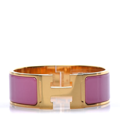 Hermes Enamel Wide Clic Clac H Bracelet PM Rose Flamingo 1 of 9