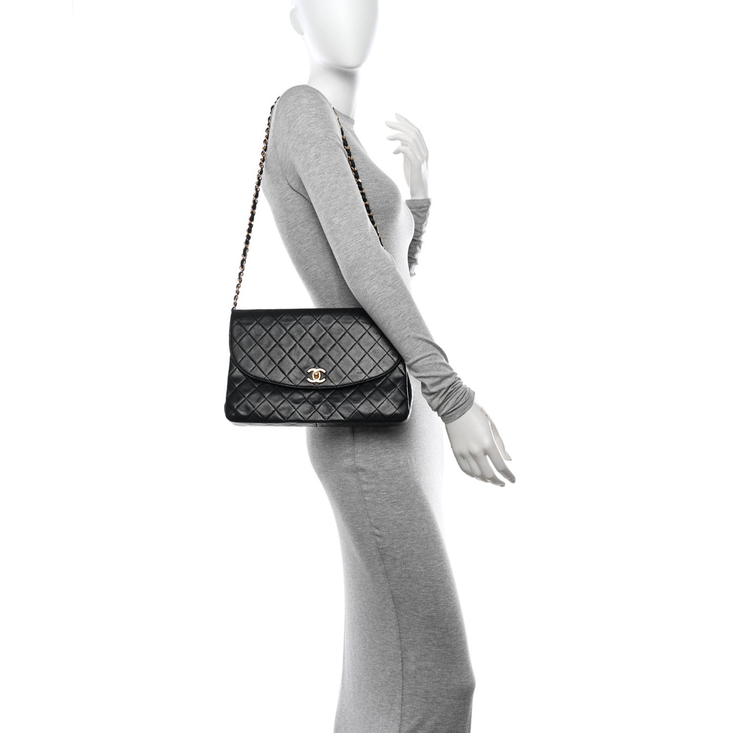 Lambskin Quilted Medium Single Flap Black