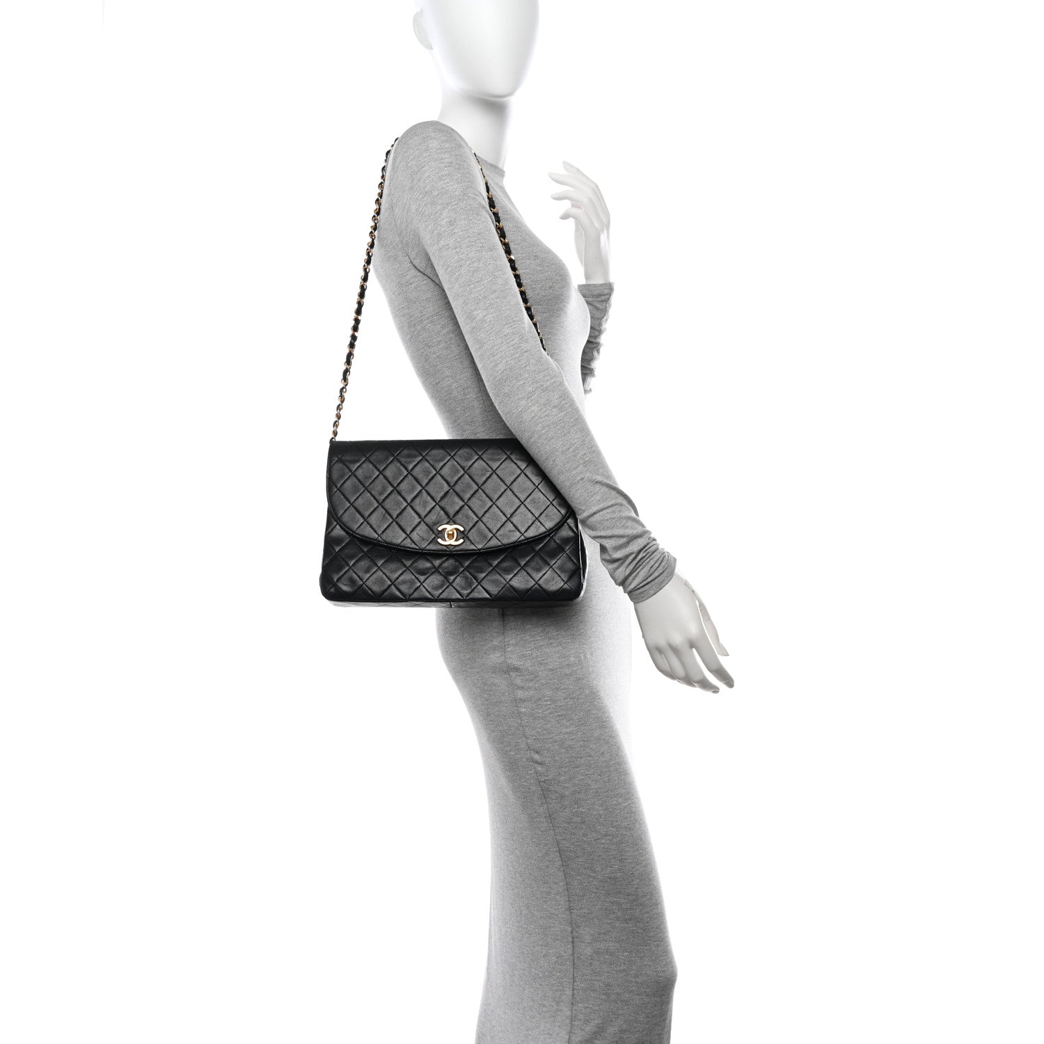 Chanel Lambskin Quilted Medium Single Flap Black 2 of 11