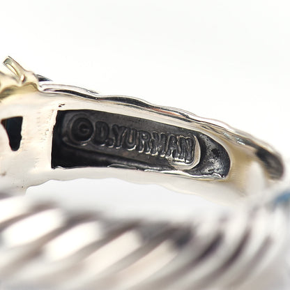 David Yurman Sterling Silver 14K Yellow Gold Blue Topaz Cable Capri Ring 52 6 6 of 6