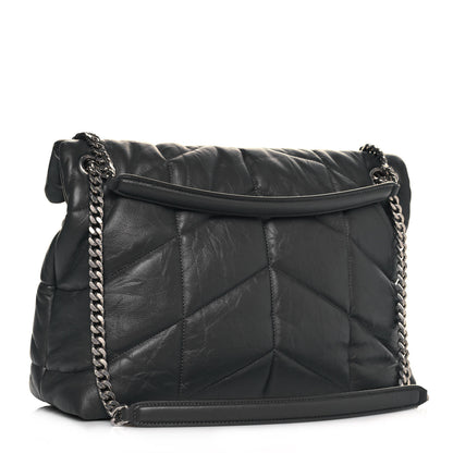 Saint Laurent Calfskin Quilted Medium Loulou Puffer Monogram Chain Satchel Storm 2 of 14