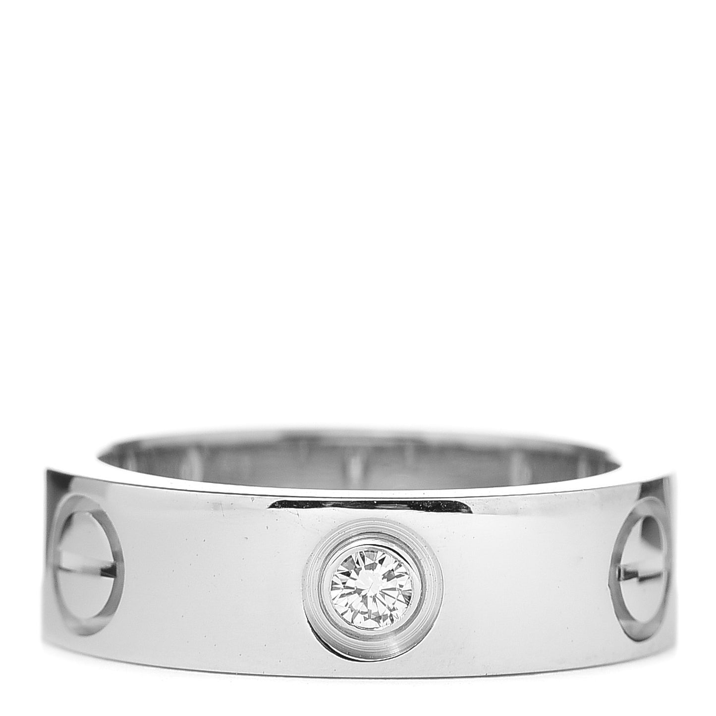 18K White Gold 3 Diamond 5.5mm LOVE Ring 49 5