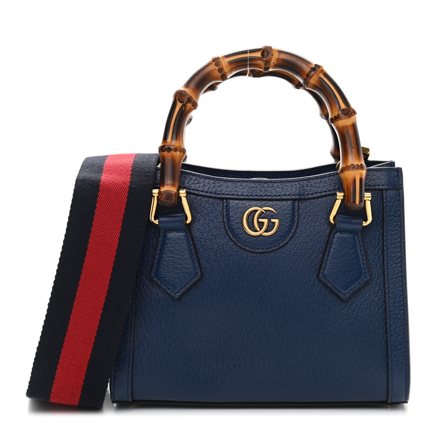Gucci Textured Dollar Calfskin Web Mini Diana Tote Bag Royal 1 of 8