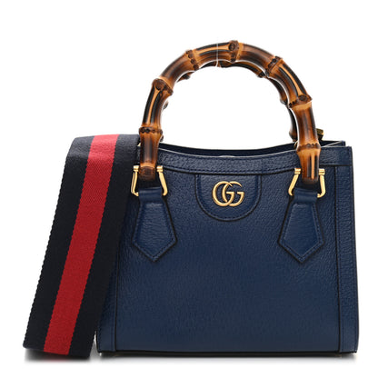 Gucci Textured Dollar Calfskin Web Mini Diana Tote Bag Royal 1 of 8