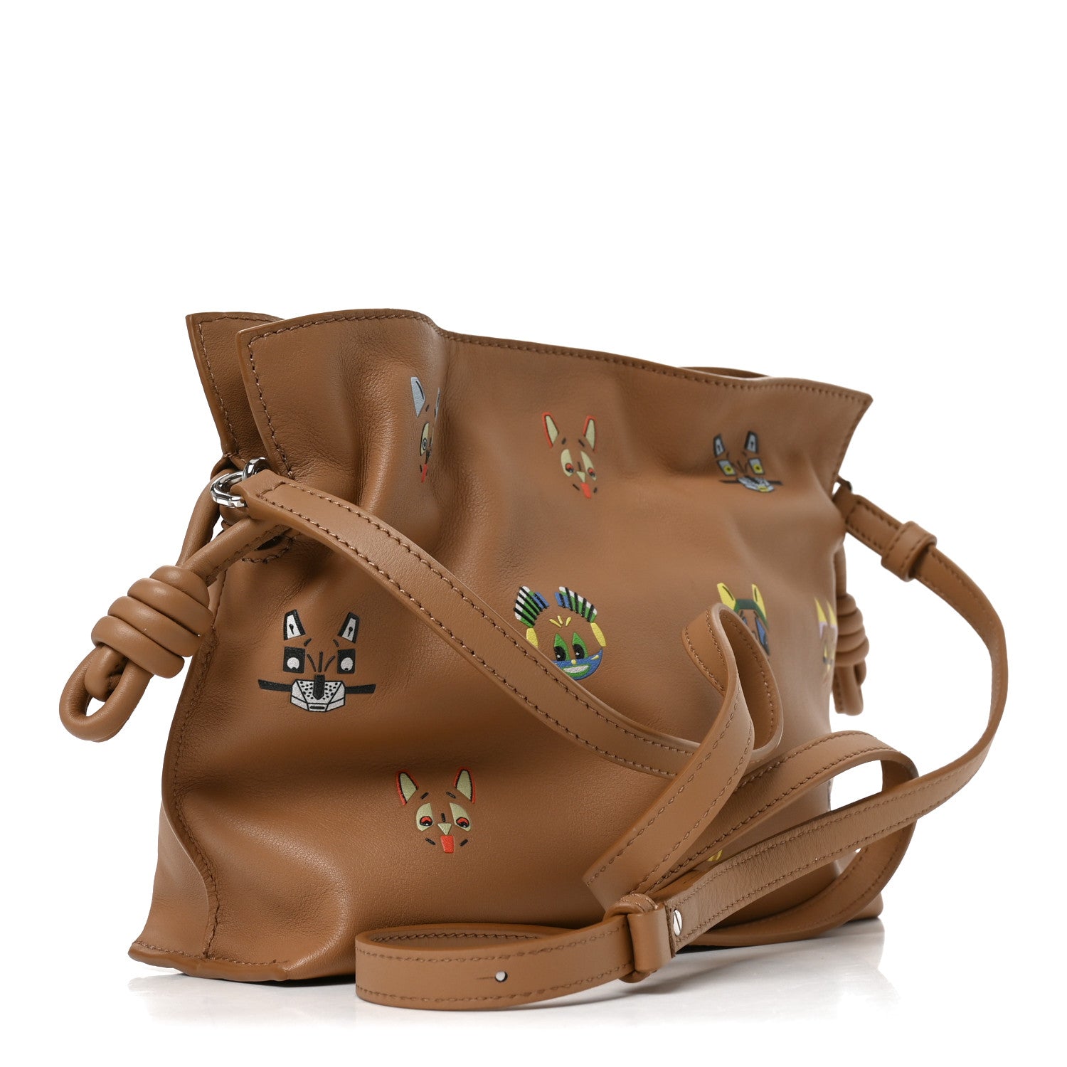 Loewe X Louis Wain Smooth Calfskin Futurist Cats Mini Flamenco Knot Clutch Mocha 3 of 9