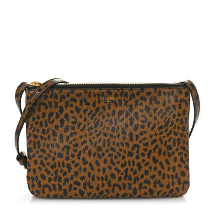 Celine Goatskin Leopard Printed Small Trio Crossbody Bag Brown Black 1 of 11