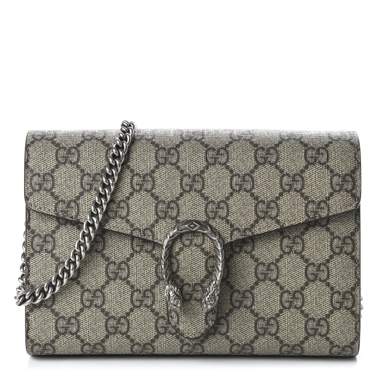 GG Supreme Monogram Mini Dionysus Chain Wallet Beige Taupe